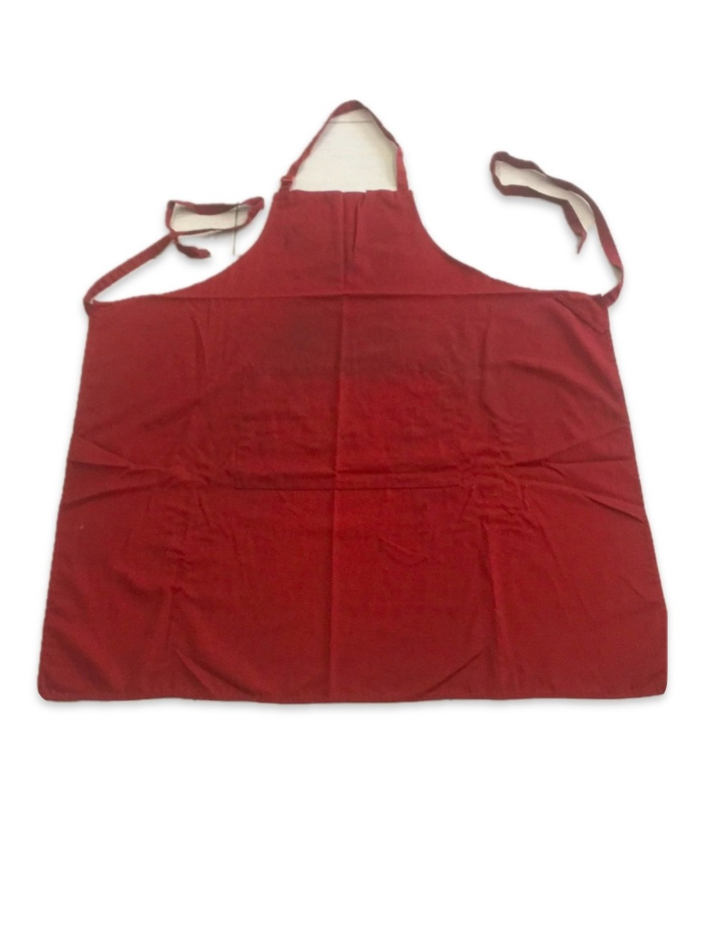 Biz Collection Burgundy Chef Apron Adjustable Neck Strap 3 Front Pockets Flawed